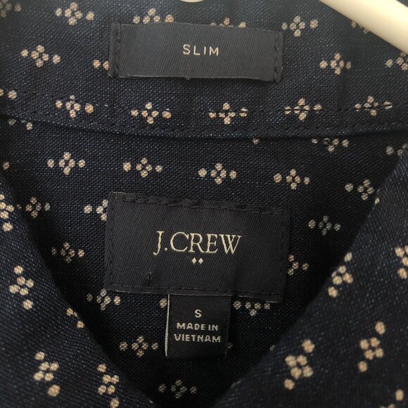 J Crew Men Shirt Button Up Long Sleeve Slim Size S Dark Blue Cotton 100% - Picture 4 of 8